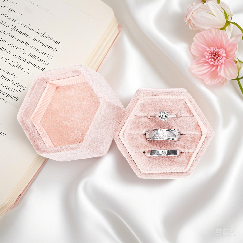 Velvet Ring Box Jewelry Packaging Box Hexagonal Jewelry Box for Wedding Engagement