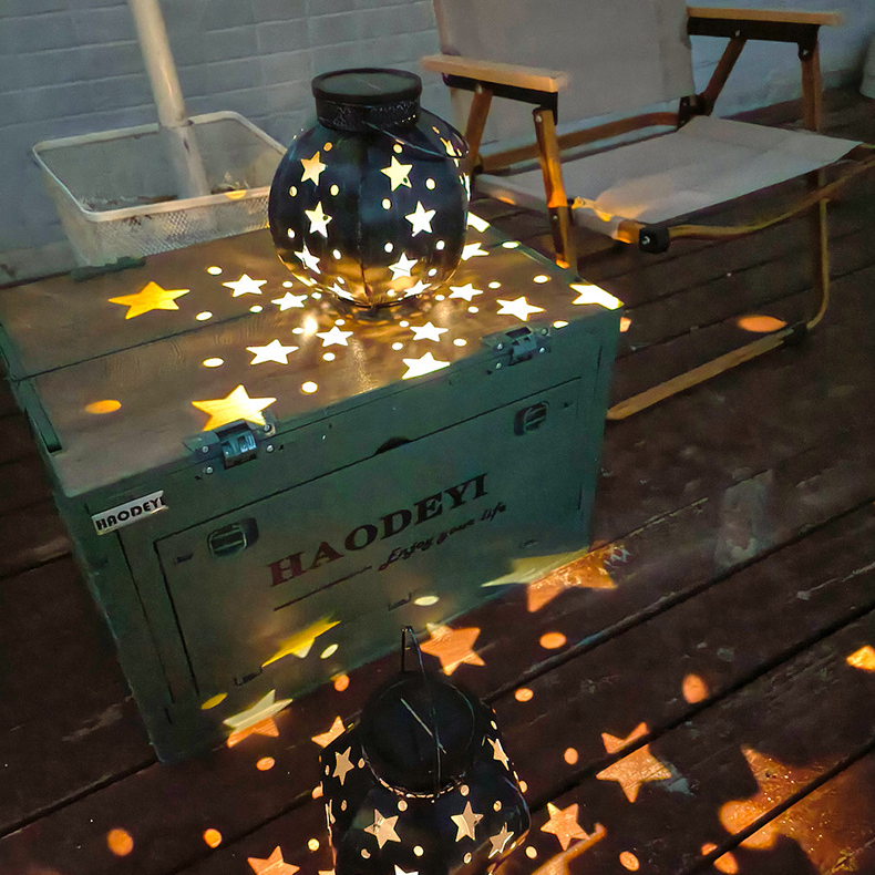 Solar Light Star Night Light Garden Light Garden Light LED Lawn Light Iron Pentagram Light for Party and Christmas Decoration