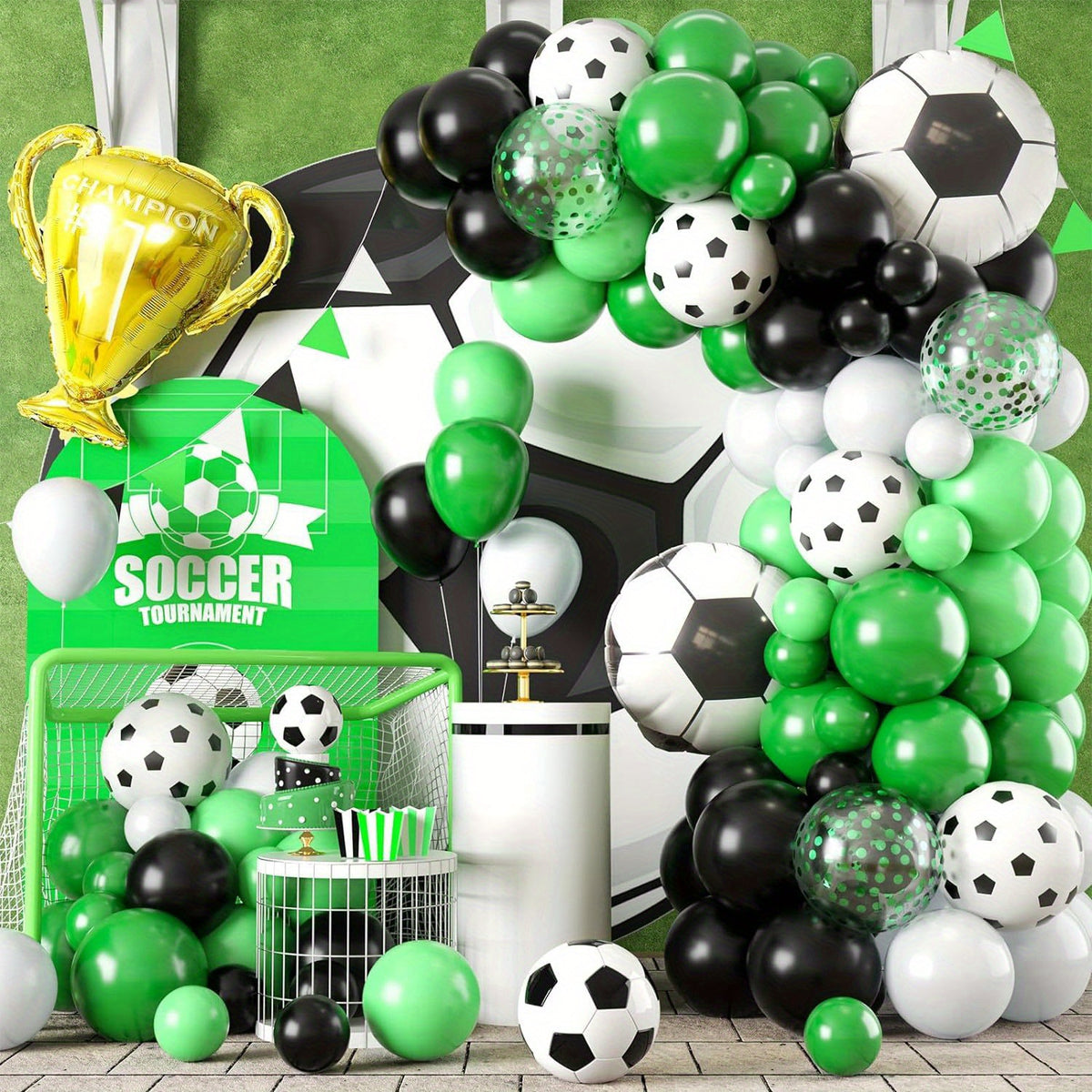 World Cup Soccer Theme Trophy Aluminum Film Balloon Chain Birthday Decoration Euro Store Decoration