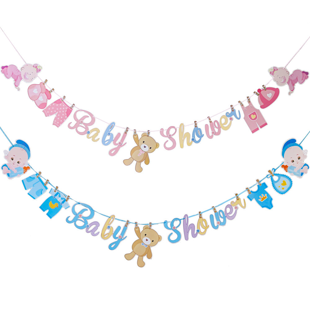 Boys Girls Baby Show Baby Pull Up Banner Birthday Party Decoration Gender Reveal Pull Up Banner