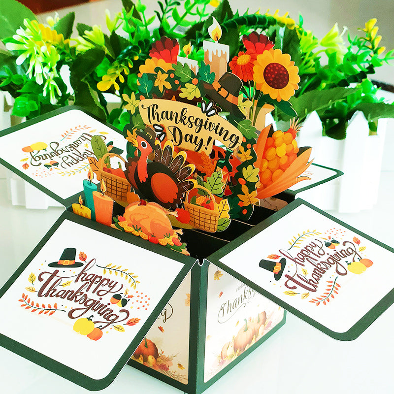 Thanksgiving 3D Pop Up Greeting Cards Fall Harvest Turkey Pop Up Greeting Cards Cute Thanksgiving Party Favors