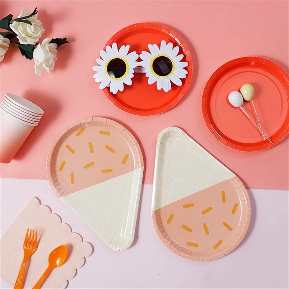 20 Pcs Ice Cream Shaped Paper Plate Tableware Boys and Girls Birthday Party Decoration