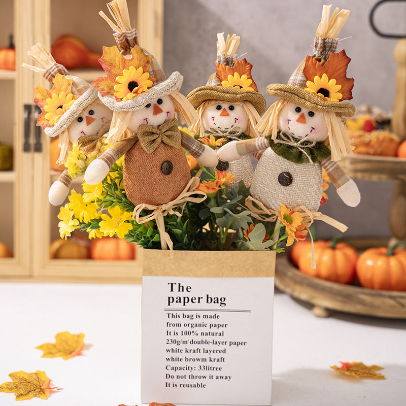 Thanksgiving Decorations Harvest Season Scarecrow Stick Figurine Fall Home Decor Vase Inserts