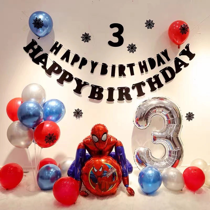 Aluminum Film Balloon Marvel 3D Spider-Man Birthday Party Decoration Atmosphere Set Scene Arrangement