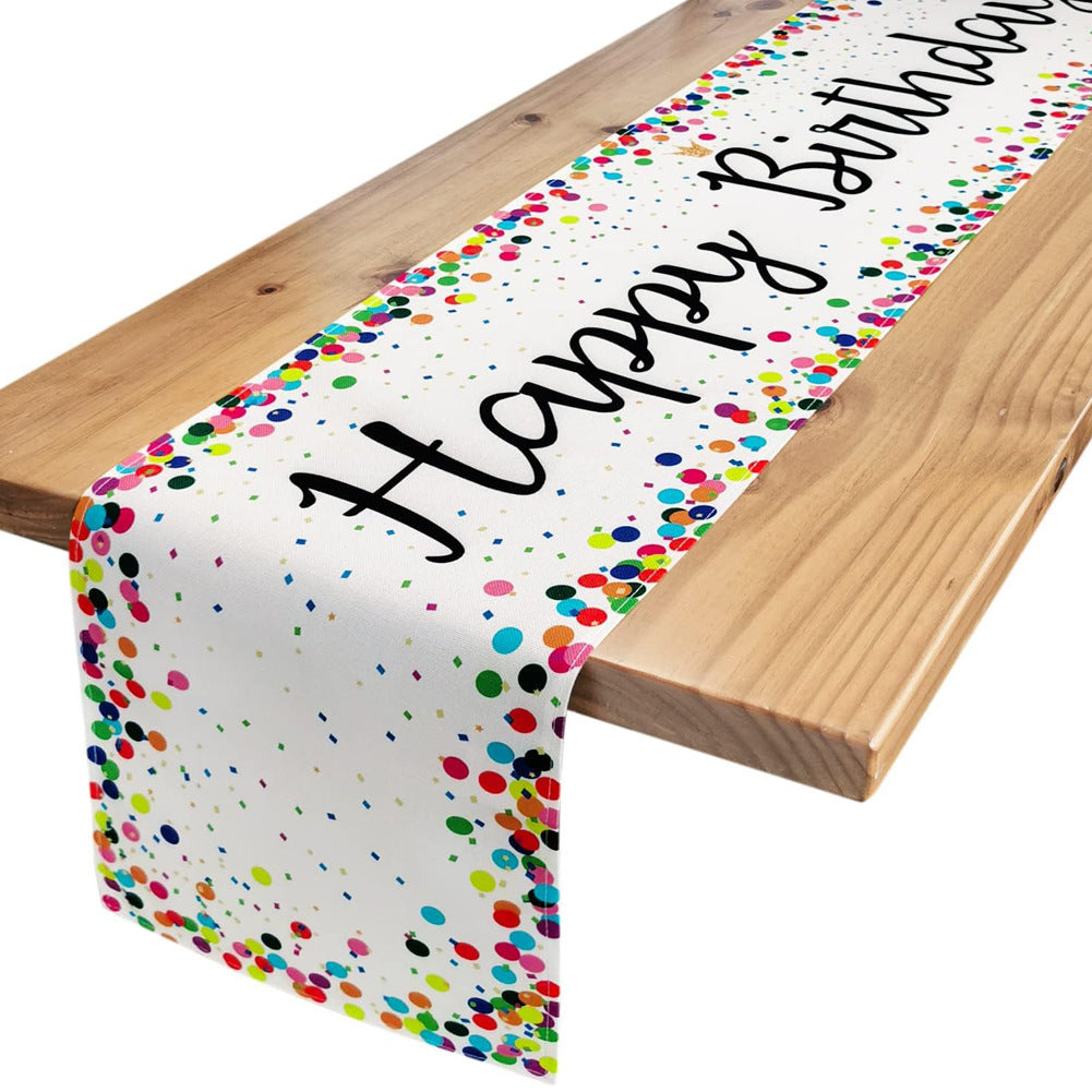 Happy Birthday Table Flags Colorful Confetti Dots Birthday Table Flags Catering Party Decorations Birthday Tablecloths Birthday Party Table Decorations 13"×72"