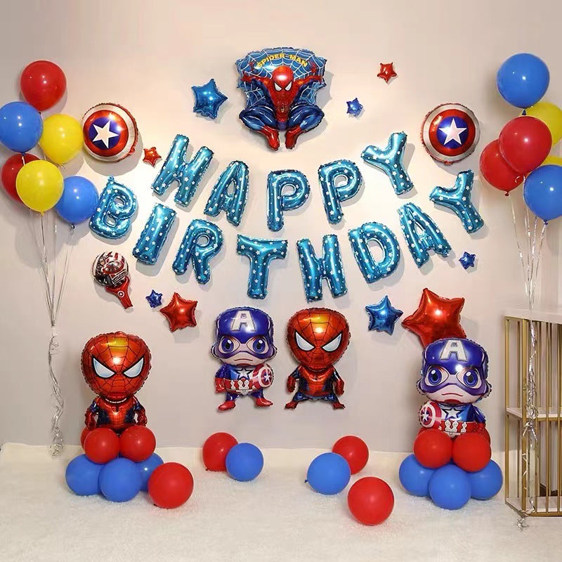 Aluminum Film Balloon Marvel 3D Spider-Man Batman Birthday Party Decoration Atmosphere Set Scene Arrangement