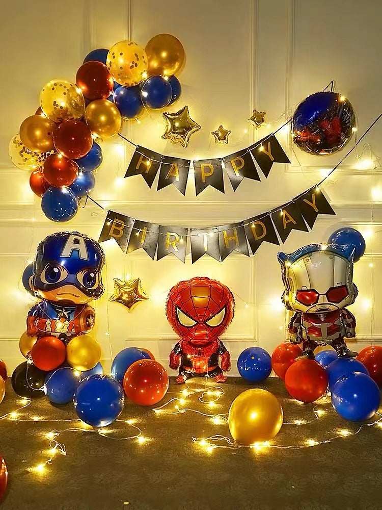 Aluminum Film Balloon Marvel 3D Spider-Man Iron Man Batman Birthday Party Decoration Atmosphere Set Scene Layout