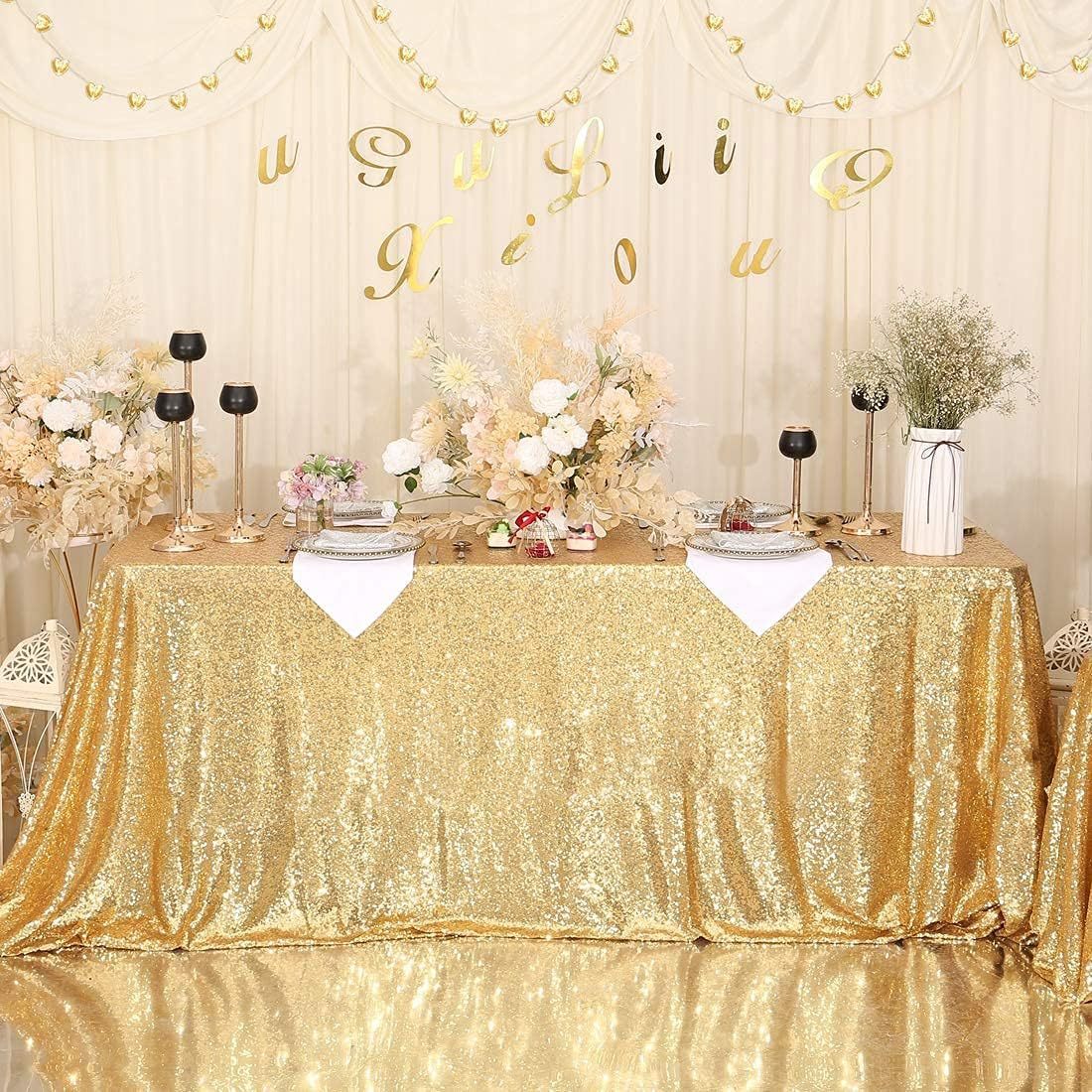 Glitter Sequin Tablecloth Party Decorations for Bachelorette Party, Wedding, Birthday, Baby Showers