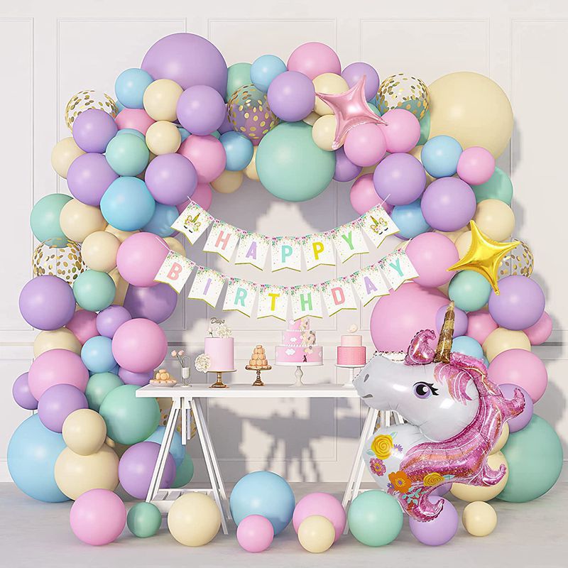 Macaron Balloon Unicorn Pennant Set for Birthday Party Room Decoration and Store Opening Balloon