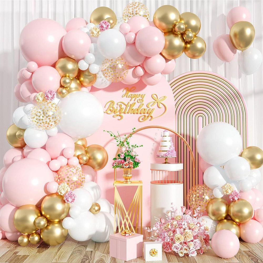 Pink And Gold Balloon Arch Set Girls Birthday Baby Shower Wedding Party Decoration