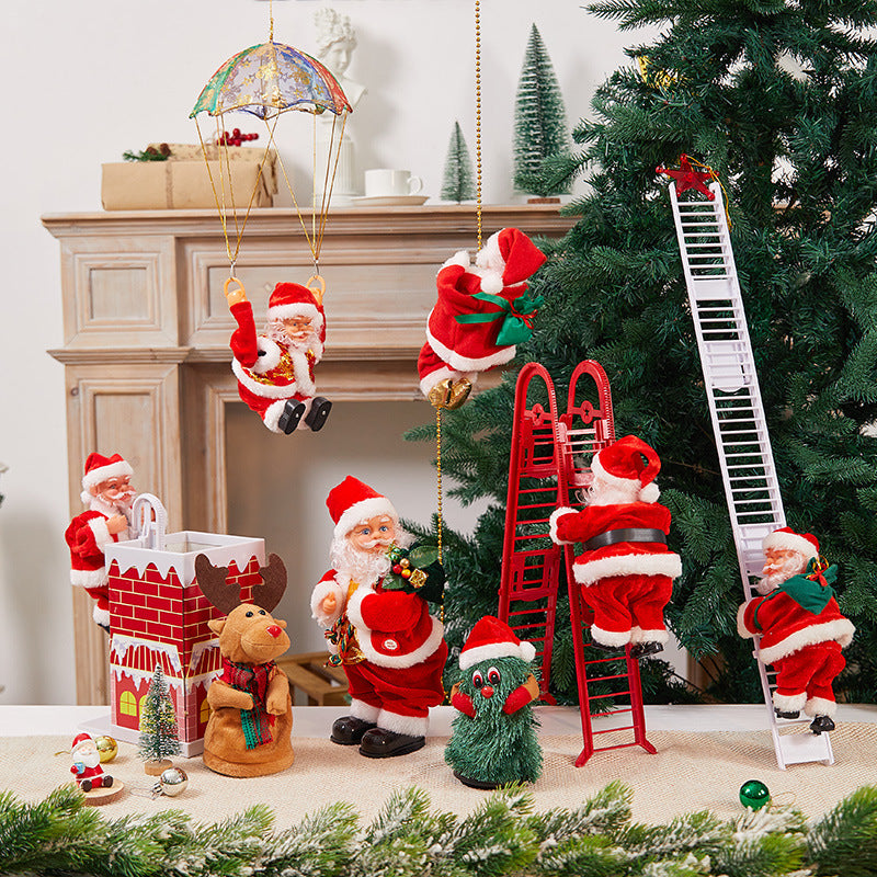 7-Piece Electric Santa Claus Elk Pine Tree Set Christmas Gift Decoration Kids Toys Shop Decoration