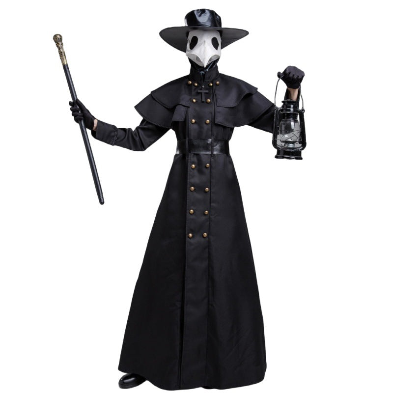 Halloween Adult Medieval Steampunk Style European and American Style Plague Doctor Costume Raven Long Beak Birdman Costume Headgear Mask Model