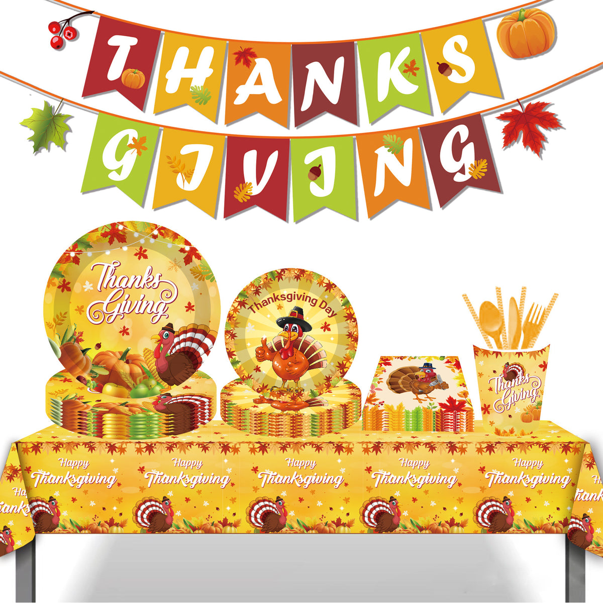 Thanksgiving Theme Party Decoration Tableware Set