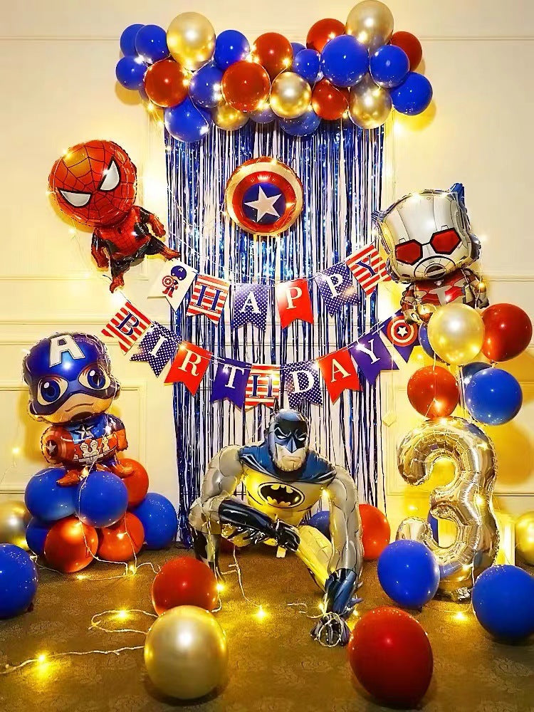 Aluminum Film Balloon Marvel 3D Spider-Man Iron Man Batman Birthday Party Decoration Atmosphere Set Scene Arrangement