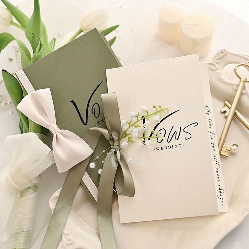 2 Sets of Wedding Vow Writing Speeches Keepsake Book and Key Pen for Engagement Wedding