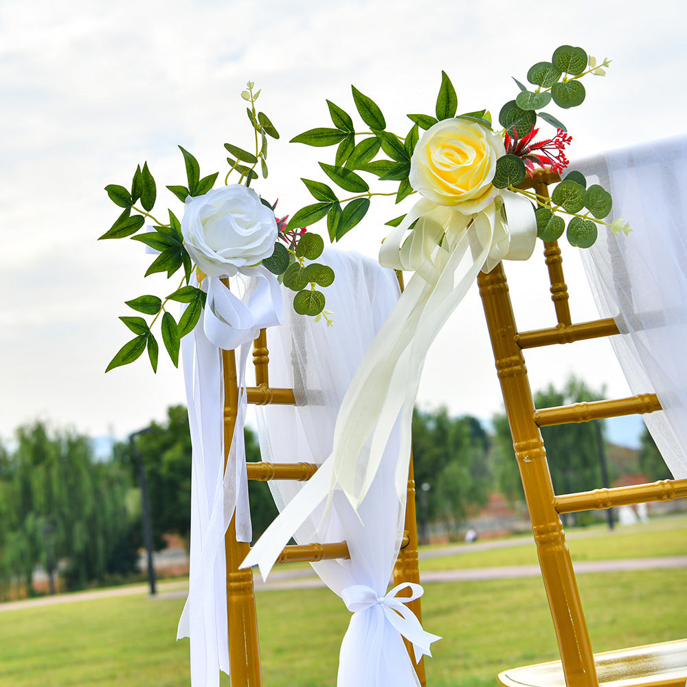 18 Inch Long Outdoor Wedding Arrangement Chair Back Decoration Simulated Flower Bouquet for Engagement Wedding