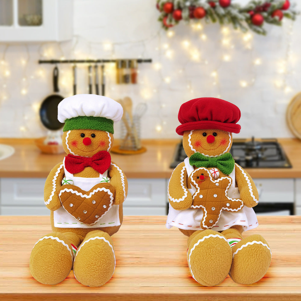 Christmas Decorations, Flannelette Long-Legged Gingerbread Man, Window Display, New Christmas Gift.