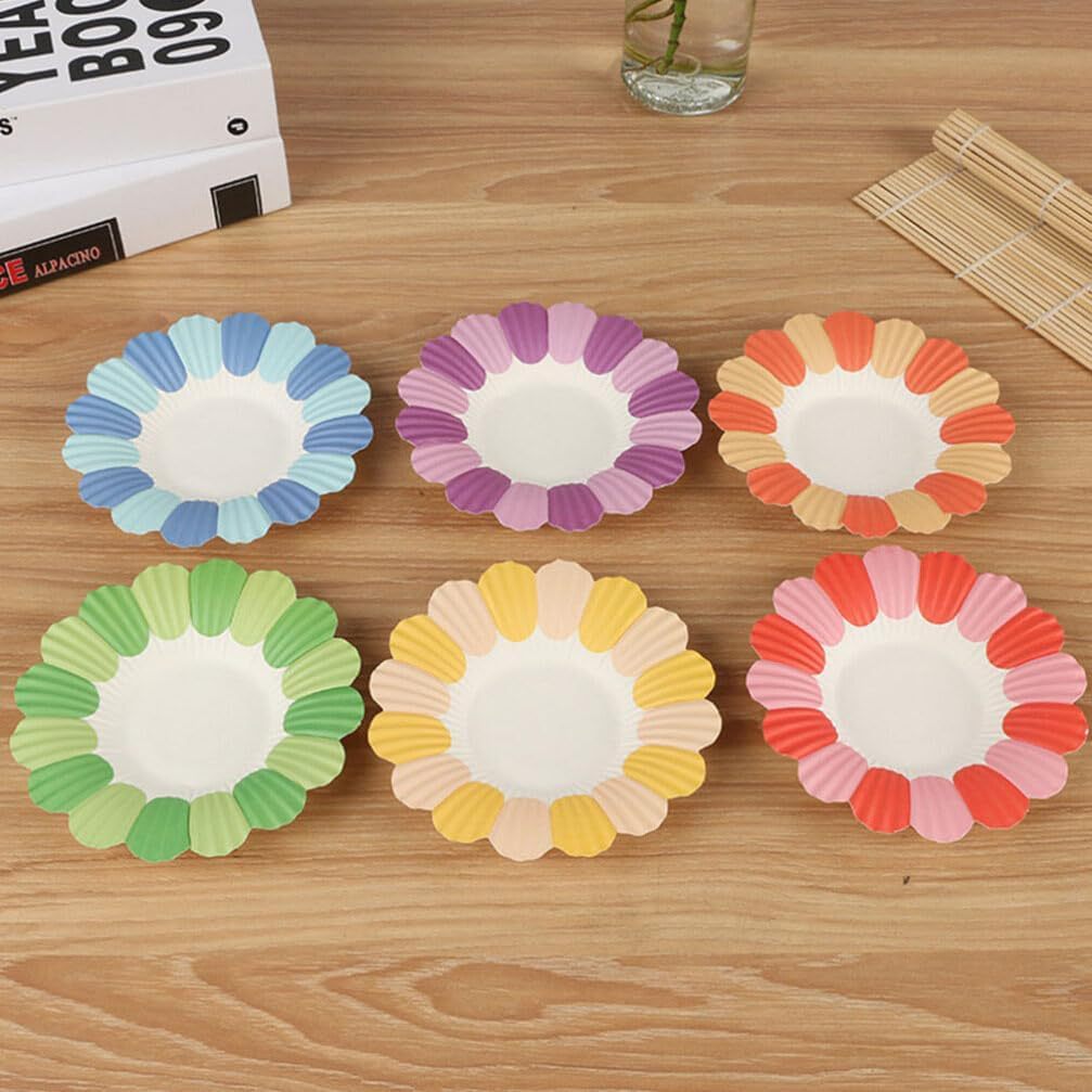 20Pcs Flower Shape Paper Plate Disposable Cake Dinner Plate Birthday Party Tableware Party Decoration