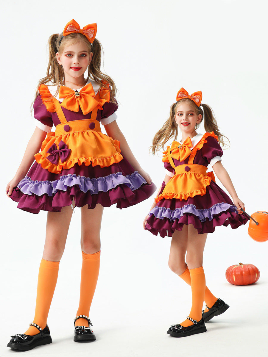 Halloween Children's Costumes Pumpkin Dresses Children's Witch Costumes Cosplay Girls Maid Costume Lolita Dresses