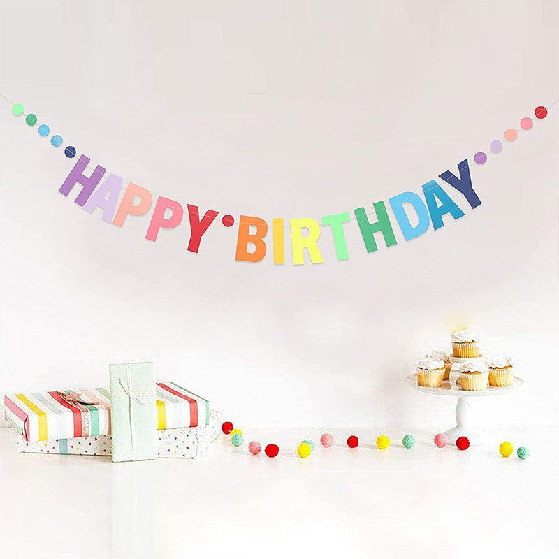 Children's Birthday Party Decoration Colorful Alphabet Pull-Up Banner No String Required Birthday Alphabet Pull-Up Banner Gradient Color Banner