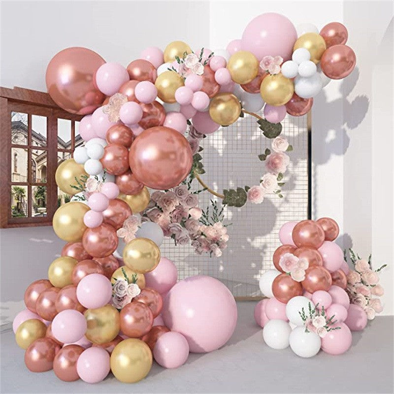 Gold Pink White Birthday Scene Decoration Supplies Wedding Party Opening Decoration Balloon