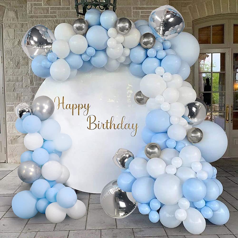 Blue Silver White Birthday Scene Decoration Supplies Wedding Party Opening Decoration Balloon