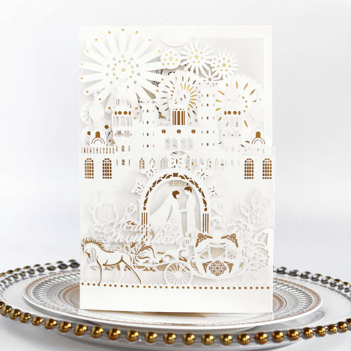 10-Pcs Wedding Cutout Foil Stamping Greeting Card Invitations for Engagement Wedding