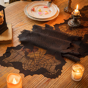 Halloween Spider Web Bat Table Flag Hollow Out Spooky Party Ambience Decoration Tablecloths