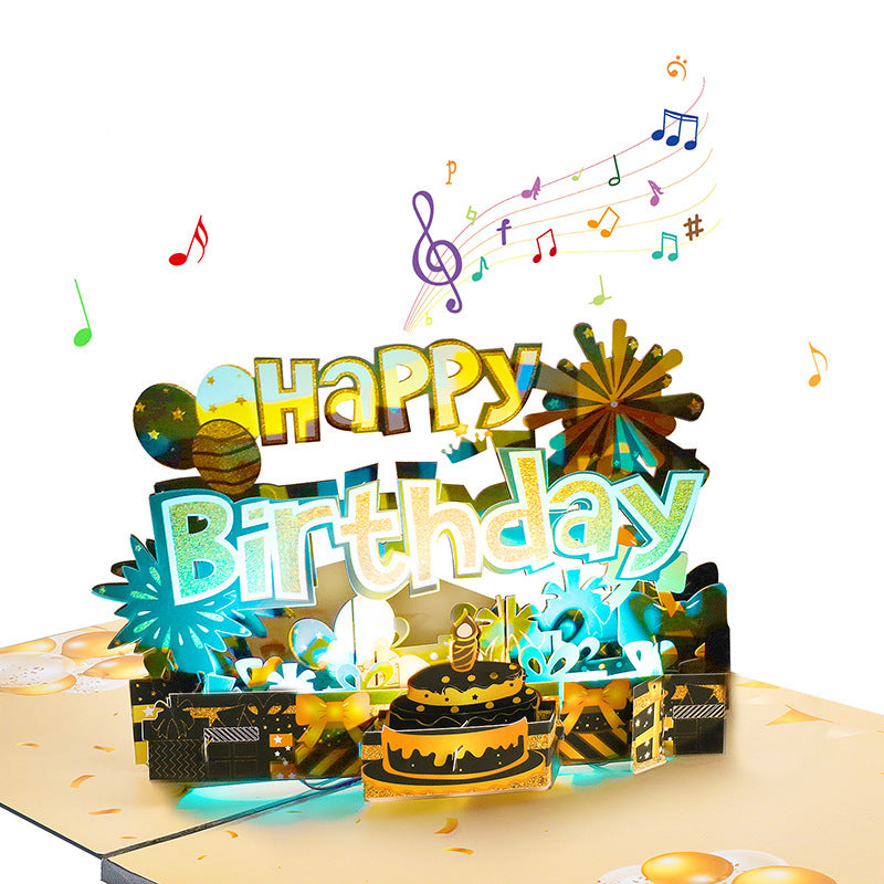 Large Birthday Greeting Cards, Pop-up Happy Birthday Greeting Cards with Blow Out Candles Lights and Music Effects, Musical Birthday Gift Greeting Cards for Moms, Dads, Husbands, Wives, Sisters