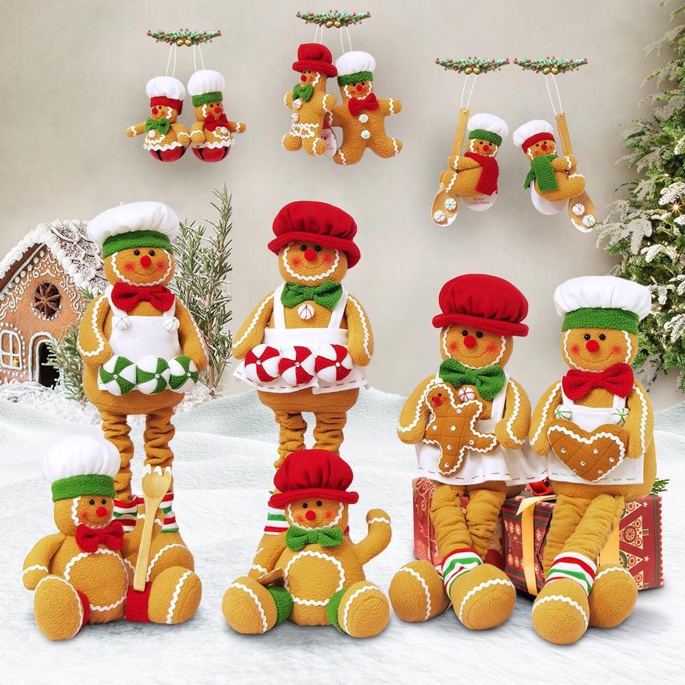 Christmas Decorations, Flannelette Long-Legged Gingerbread Man, Window Display, New Christmas Gift.