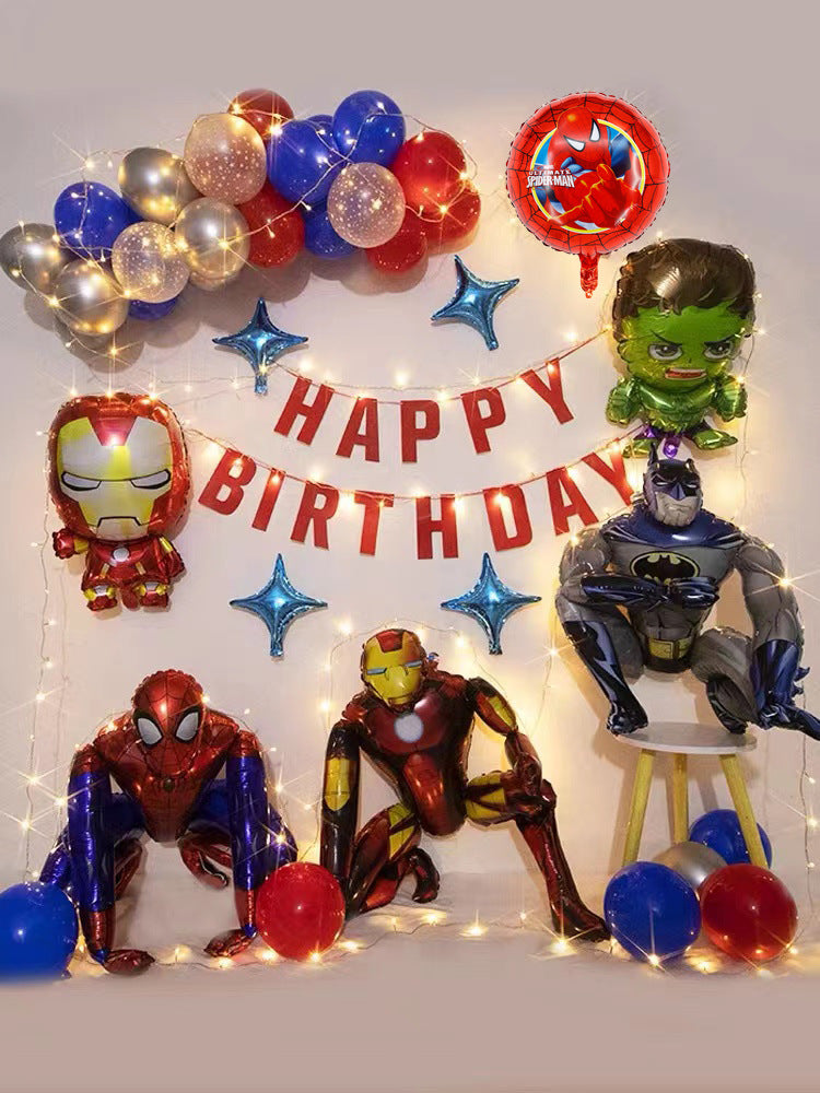 Aluminum Film Balloon Marvel 3D Spider-Man Iron Man Batman Hulk Birthday Party Decoration Atmosphere Set Scene Arrangement