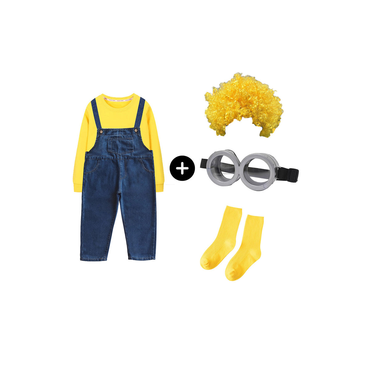 Halloween Children's Day Little Yellow Man Cute Bib Pants Suit Long Sleeve Boys and Girls Kindergarten Performance Costume